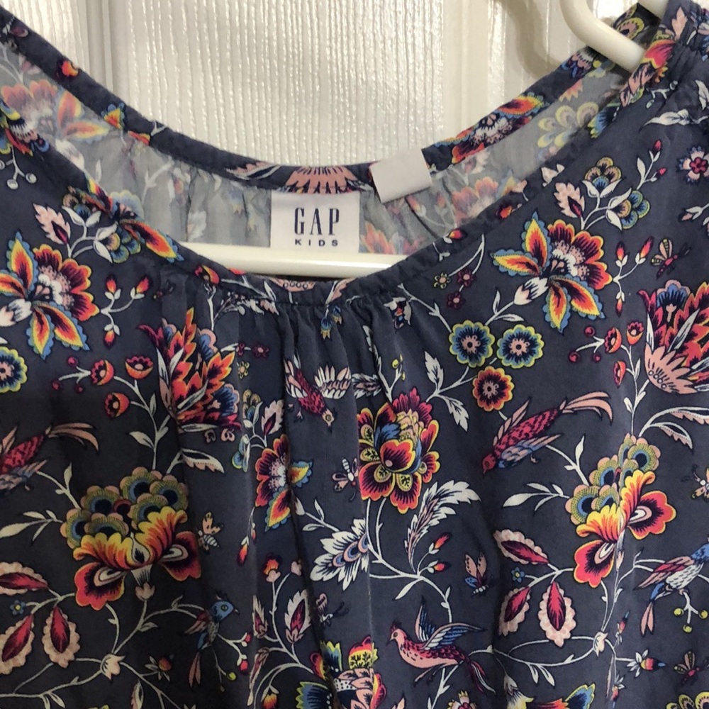 Gap Kids size XL tank dress in gray blue floral pattern